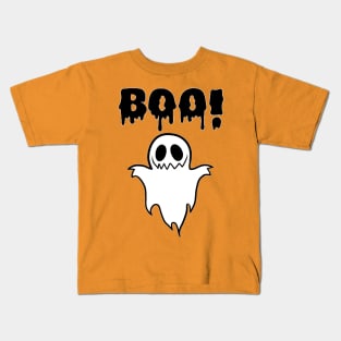 Adorable Ghost with a Playful 'BOO': Halloween Cuteness Unleashed Kids T-Shirt